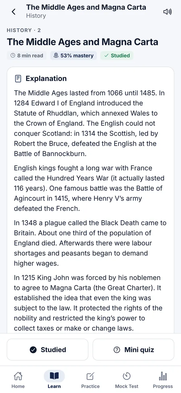 Lesson with key facts